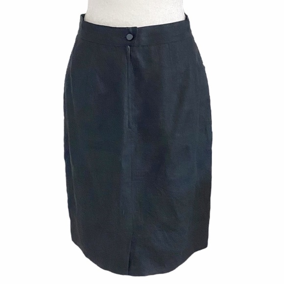 MAXMARA 100% LINEN BLACK HIGH RISE HIGH WAIST PENCIL SKIRT - 8 - Picture 2 of 9